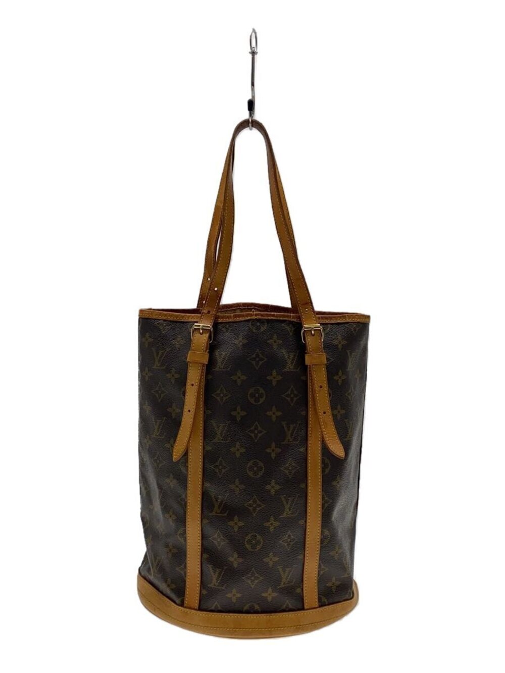 LOUIS VUITTON Bucket Bag Leather Brown All over